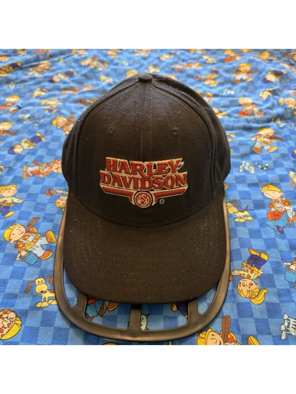 Vintage 90s Harley Davidson Trucker Strapback Motorcycle Patch Logo Biker OSFM